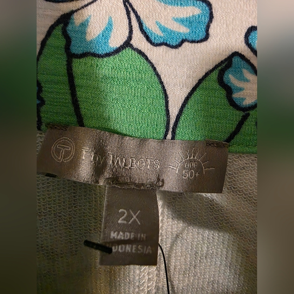 NWT TALBOTS Floral Quarter-Zip Pullover Top - Green Floral SZ 2XL - Picture 8 of 10